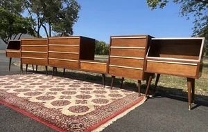 MCM BROWN & SALTMAN/JOHN KEAL / FULL BEDROOM SET/Dressers/Nightstands/Bed/Bench - Picture 1 of 18