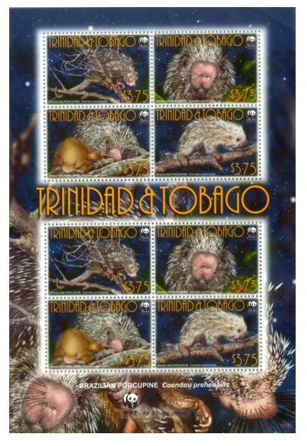 Trinidad & Tobago 2008 MNH Sheet, Brazilizn Porcupine, WWF, Wild Animals - Image 1 of 1
