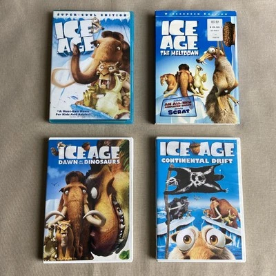 Ice Age 1 / 2 Meltdown / 3 Dawn Dinosaurs / 4 Continental Drift (DVD 4-Film Set) - Image 1 of 4