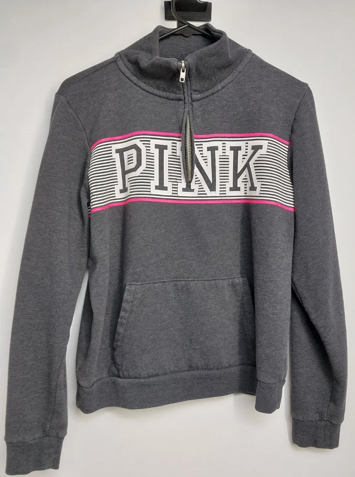 SUDADERA CUELLO VICTORIAS SECRET ROSA MEDIO Cremallera ROSA Y BLANCO GRIS TALLA M ROSA Foto 1 de 4