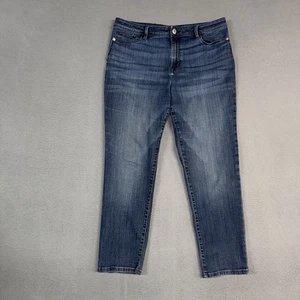 J. Jill Jeans Womens 16 Blue Authentic Fit Slim Ankle Distressed Denim Stretch - Picture 1 of 11