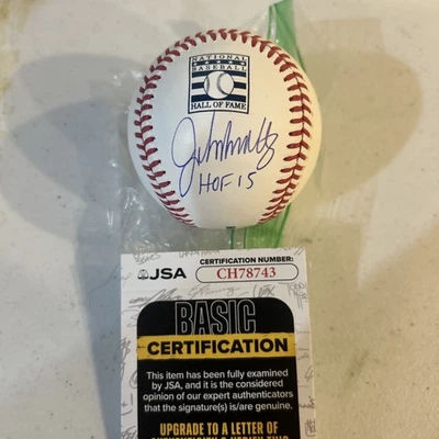 JOHN SMOLTZ SIGNED AUTOGRAPH HOF LOGO BASEBALL JSA COA ROMLB BALL ATLANTA BRAVES - Image 1 of 4