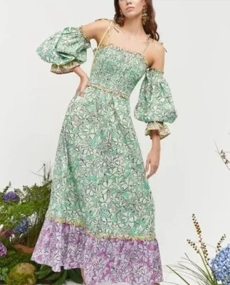 Vestido CELIAB Celia B Talla L Grande Verde Púrpura Floral Lurleen Manga Convertible 1 Foto 1 de 4