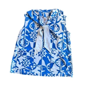 Vintage 60er 70er Jahre Lady in Waiting Umstandsbluse Matrose Maritim Print Top M/L - Bild 1 von 7