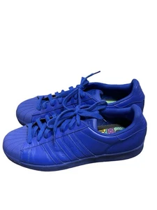 Adidas Pharrell Williams Superstar Men's 10.5 Blue Leather Athletic Shoes S41814 - Picture 1 of 15