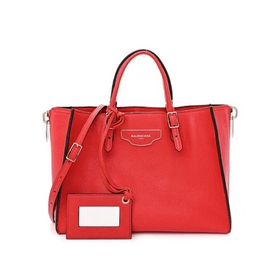Bolso de Mano BALENCIAGA Granulado Piel de becerro Plato Papel A6 Cremallera Alrededor Rouge Houx Foto 1 de 4