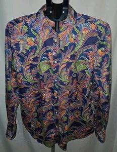 Lauren Ralph Lauren Paisley Shirt Womens XL Multi Color Button-See Measurements - Picture 1 of 3