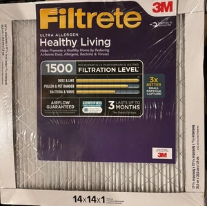 3M 14x14x1 Filtrete Ultra Allergen Bacteria AC Filter MPR 1500 -6 Pack-3 Month - Picture 1 of 6
