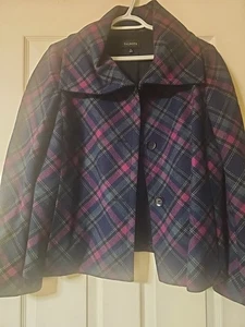 Abrigo Talbots Azul Marino/Rosa Cuello Mezcla Lana Talla 16 - Imagen 1 de 7