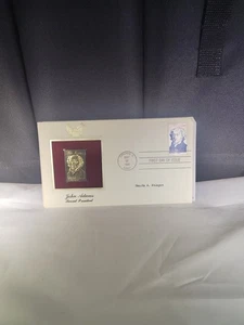 Francobollo US Postal 1986 Copertina Primo Giorno 22k Replica 2° Presidente Adams Combinato S - Foto 1 di 3
