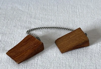 Pair Wooden Handmade Aircraft Model Toy Airplane Wheel Chocks 2x2.5cm Approx Ea. - Image 1 of 4