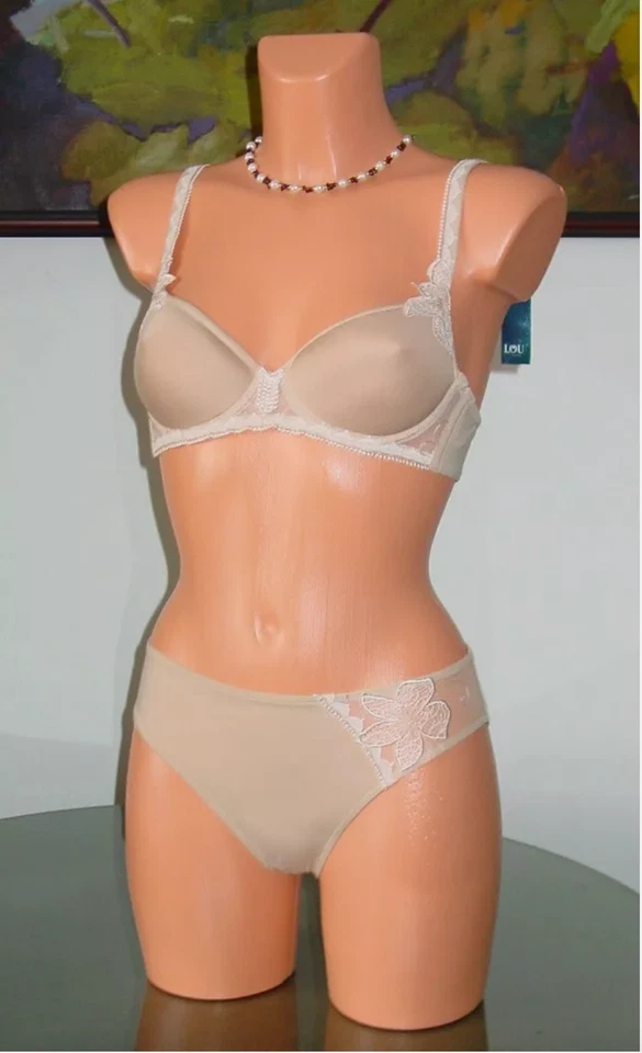 Juego de sujetador/panty Lou Paris nuevo con etiquetas, 32B/S caramelo Foto 1 de 1
