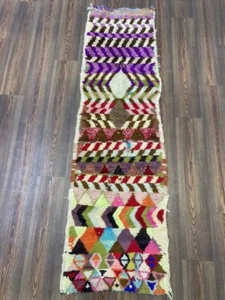 Moroccan Handmade Vintage Rug 2'2"x7'5" ft Patchwork Berber Colorful Tribal Rug - Picture 1 of 12