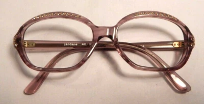 Vintage Frame France Sardane Plum Mist 48/18 Jeweled Eyeglass Frame NOS #320 - Image 1 of 4