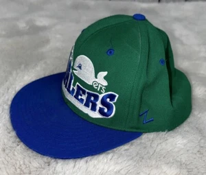 Vintage NHL HARTFORD WHALERS/ZEPHYR Blue Green Hat 35% Wool Adjustable One Size - Picture 1 of 6