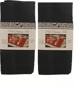 Microfiber Dish Drying Mat Black Ultra Absorbent Quick Dry Kitchen Countertop - Picture 1 of 6