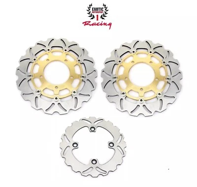 Front & Rear Brake Rotors Disc Kawasaki Ninja ZX10R 2008-15 ZX6R 2013-23 Gold - Image 1 of 4