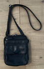 Fossil Small Black Leather Crossbody Bag Travel Organizer Bag