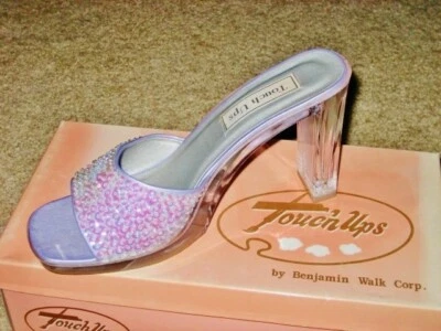 Zapatos de graduación nupcial lavanda ligera retoques tacones de vidrio lentejuelas cristales talla 7,5 m Foto 1 de 4