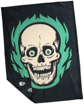 NEW Creepy Co. Beistle FLAMING SKULL Skeleton Throw Blanket 60x42" Halloween - Image 1 of 4