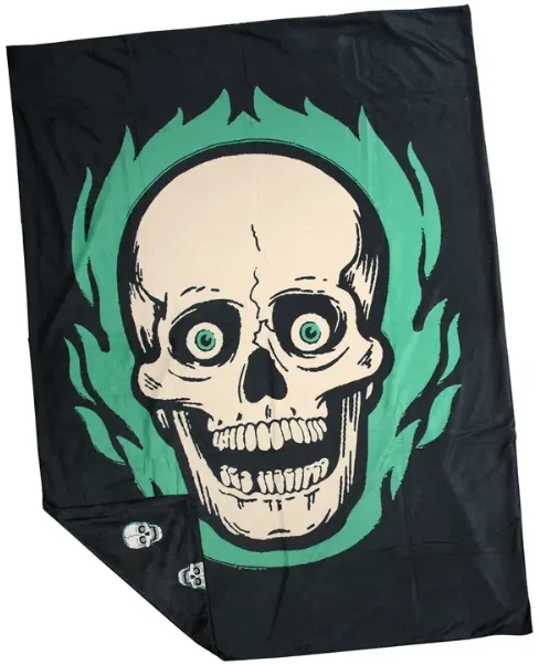 NEW Creepy Co. Beistle FLAMING SKULL Skeleton Throw Blanket 60x42" Halloween - Image 1 of 4