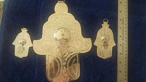 NORTH AFRICAN NEW HANDMADE SCRIBED BRASS WITH TWO SMALL ONES ON EACH SIDE - Picture 1 of 3