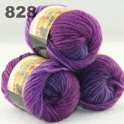 SALE 3BallsX50gr Warm Colorful Rugs Knitting Wool Blankets Crocheted Yarn 28 - Image 1 of 4