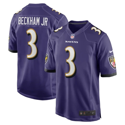 NWT Odell Beckham Jr #3 OBJ Baltimore Ravens Purple Football Jersey. Sz Sm,XXXL Cover