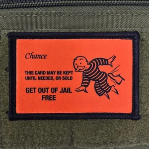 Get Out Of Jail Free Patch Moral Tactical Military Army USA Flag Hook & Loop 3x2 - Picture 1 of 8