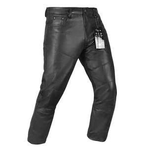 Men's Real Leather Black Pants with Front Panels /Lambskin Leather Trouser LGBT - Picture 1 of 3