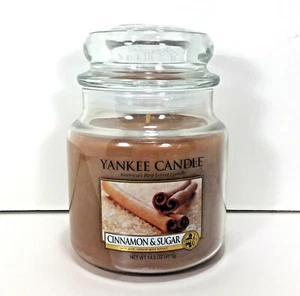 Yankee Candle CINNAMON & SUGAR 14.5oz Jar Food Natural Spice Scented Wax RARE - Picture 1 of 6