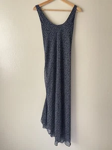 diane von furstenberg women ditsy floral Sleeveless maxi dress Size 2 Navy Y2K - Picture 1 of 10