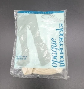 Silkies Opaque Trouser Socks 2 Pk Classic Ribbed Design Cream - Picture 1 of 6
