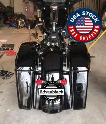 Dual Uncut Vivid black Stretched Rear Fender Extension For 09+ Harley Touring - Image 1 of 4