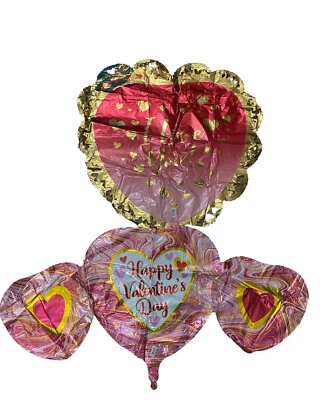 Valentine Mylar Large Balloons Heart  (3) I Love You (2) Triple Heart Wedding - Image 1 of 3