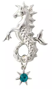 Poseidon's Steed 925 Sterling Silver Pendant Necklace by Anne Stokes Seahorse - Picture 1 of 1