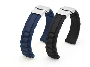 CINTURINO OROLOGIO BRACCIALE SILICONE GOMMA CON CHIUSURA DEPLOYANTE 18, 22, 22, 24 MM US - Foto 1 di 7