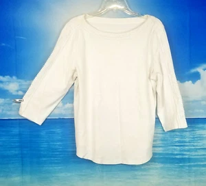 Womans WHITE 3/4 Sleeve T-Shirt Lightweight STRETCH with LACE size XL 1x - Picture 1 of 3