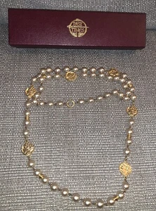 Past Times Pearl and Coin Necklace / Roman Period Style Coin / Gold Plated- VGC - Picture 1 of 12