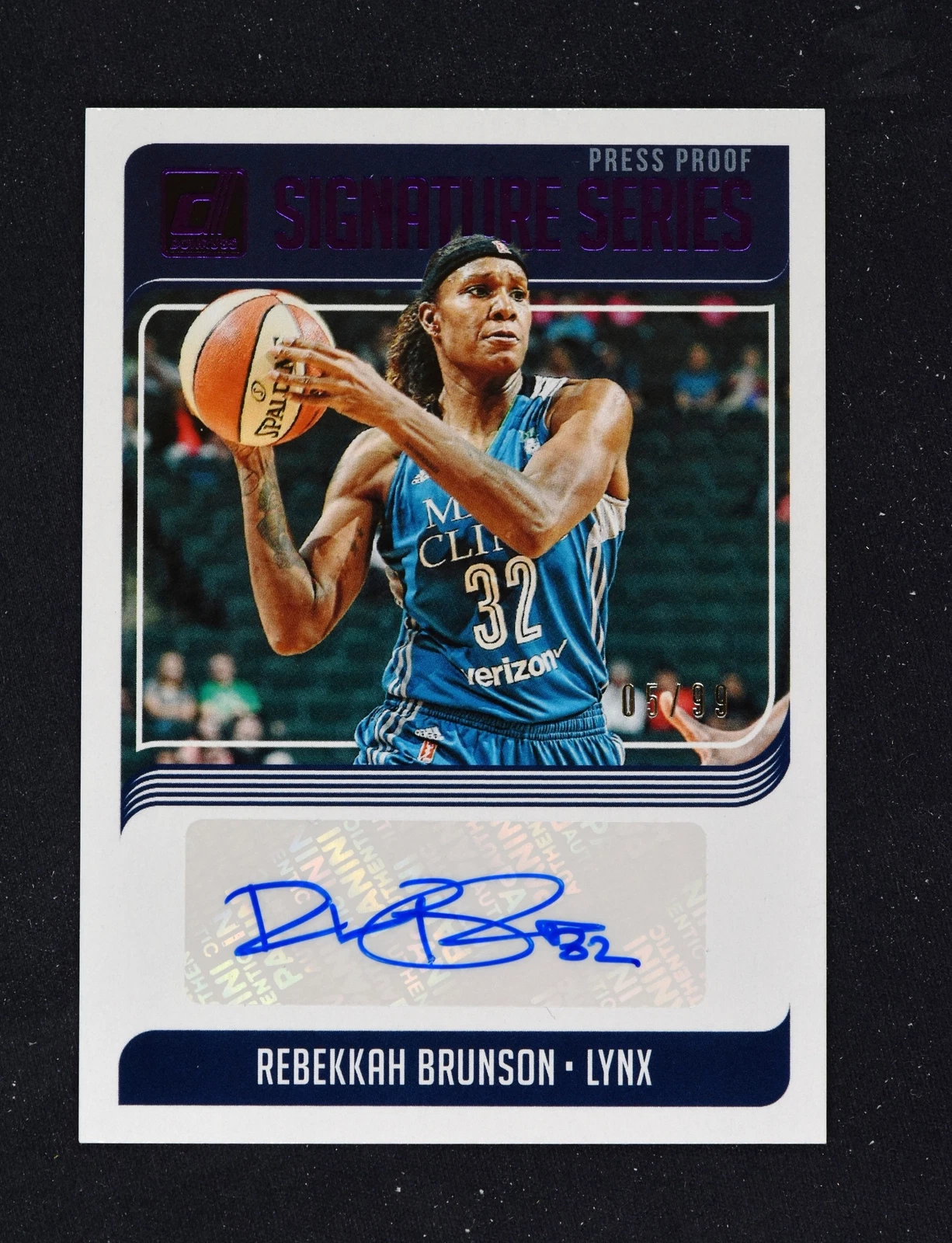 2019 Donruss WNBA Signature Series Purple Auto #SS-RBS Rebekkah Brunson /99