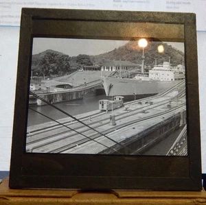 Antique Glass slide Merchant Ship S.S Brunswick Going through Panama Canal 1927 - Picture 1 of 3