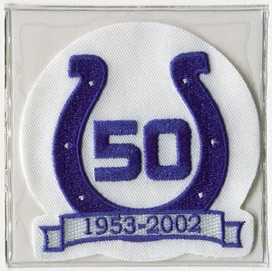 Parche oficial de camiseta de fútbol americano de Indianápolis Colts 2002 nfl 50 aniversario - Imagen 1 de 2