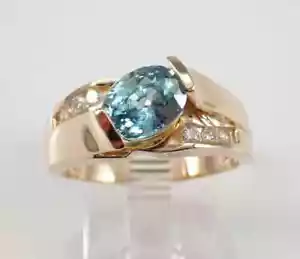 2Ct Oval Lab-Created Aquamarine Solitaire Engagement Ring 14K Yellow Gold Plated - Picture 1 of 6