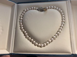 High Grade /no seed /Natural Freshwater Pearl Necklace/8-9mm/soft-glow - Picture 1 of 12