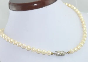 Vintage Halskette mit Perlen / 835er Silber-Verschluss / ca. 73,0 cm 6,5 mm - Picture 1 of 6