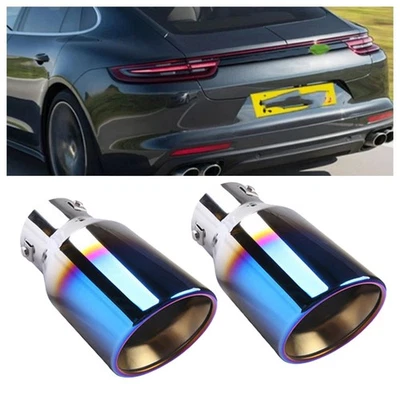 2x Exhaust Pipe Tip Rear Tail Throat Muffler Stainless For Porsche Panamera 971 - Image 1 of 4