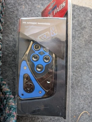 Pedaleiras de tensão automotivas piloto azul preto cromado transmissão automática - Imagem 1 de 4