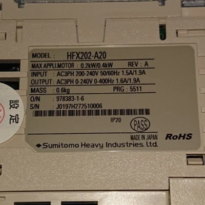 Sumitomo HFX202-A20 Inverter 0.2kW/0.4kW US Free TAX From Actual Machine - Image 1 of 3