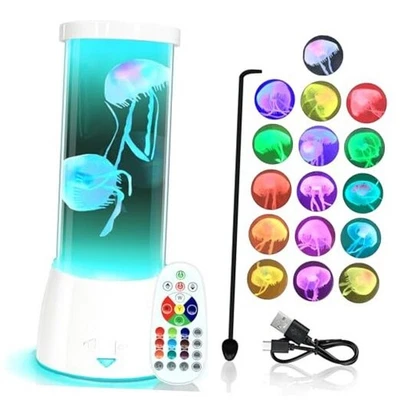 Lámpara Medusas, Lámpara LED Redonda Medusas Acuario con Cambio de Color Blanco Foto 1 de 4