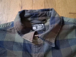 Carhartt Loose Fit Plaid Flannel Button Shirt Long Sleeve Heavyweight Mens Large - Picture 1 of 7